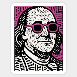 Pop Art Ben Franklin | Pink Founding Father Graphic Sticker